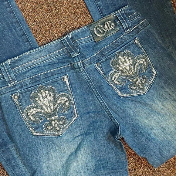 Cello size 9 Rhinestone Bling Bpotcut Jeans Y2K Bootcut Festival Cowgirl - Picture 2 of 7